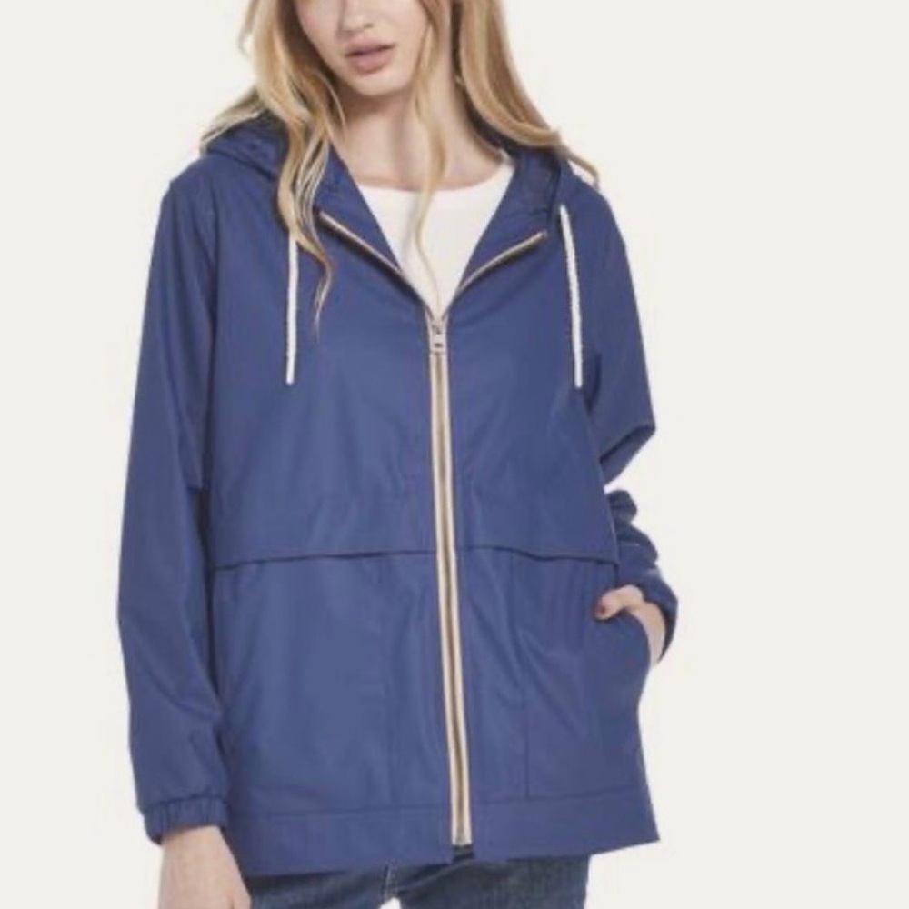 Weatherproof Navy Hooded Rain Jacket